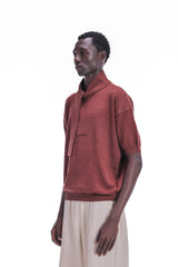 Scarf-Collar Short Sleeve Knit