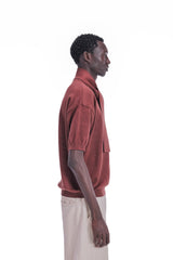 Scarf-Collar Short Sleeve Knit