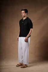 Cotton Blend Basic Knit T-Shirt.