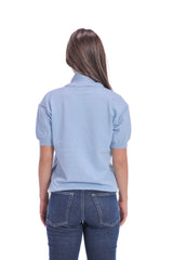Scarf-Collar Short Sleeve Knit