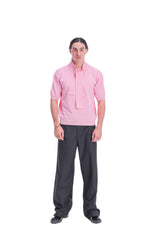 Scarf-Collar Short Sleeve Knit