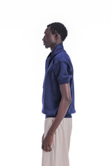 Scarf-Collar Short Sleeve Knit