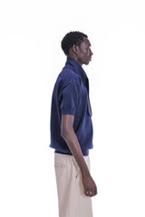 Scarf-Collar Short Sleeve Knit