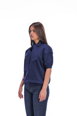 Scarf-Collar Short Sleeve Knit
