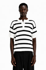 Striped Knit Henley Shirt