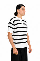 Striped Knit Henley Shirt