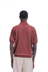 Scarf-Collar Short Sleeve Knit