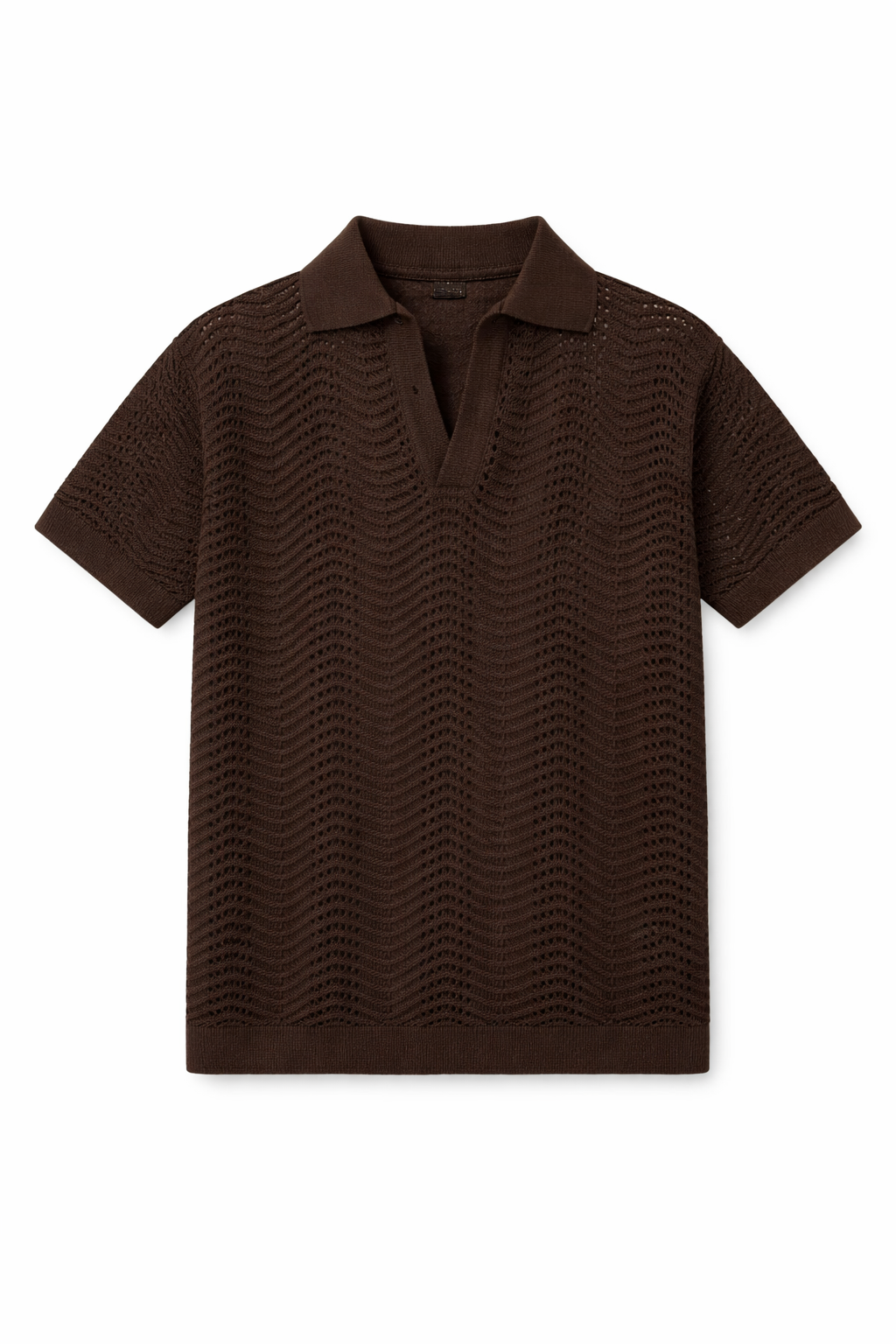 Loose Fit Pointelle Knit Polo Shirt.