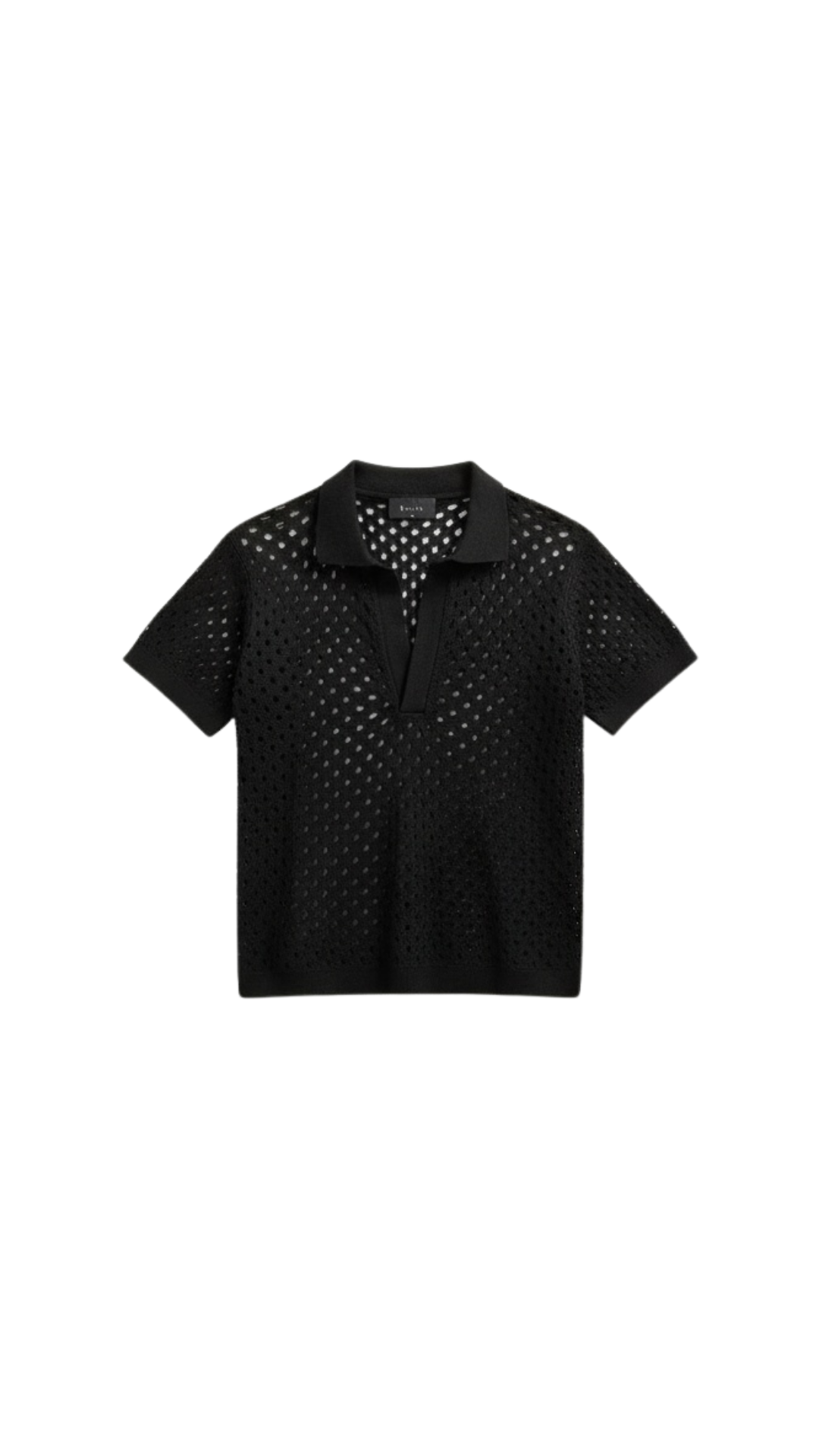Textured Openwork Knit Polo.
