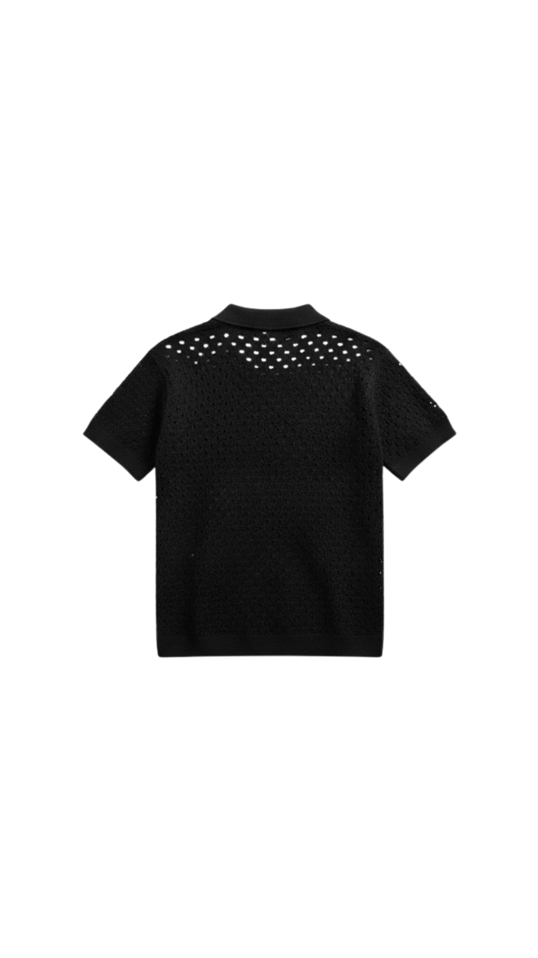 Textured Openwork Knit Polo.