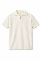Ribbed Knitted Polo Boxy Fit.