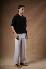 Ribbed Knitted Polo Boxy Fit.