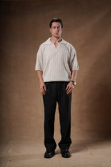 Ribbed Knitted Polo Boxy Fit.