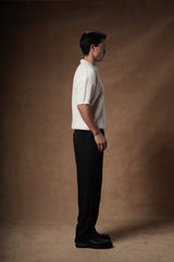 Ribbed Knitted Polo Boxy Fit.
