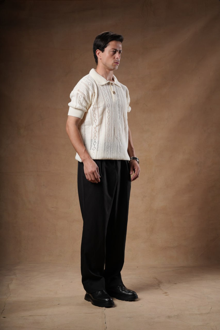 Cotton Blend Basic Knit T-Shirt.