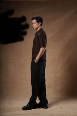 Loose Fit Pointelle Knit Polo Shirt.