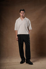 Ribbed Knitted Polo Boxy Fit.