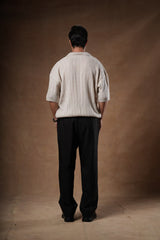 Ribbed Knitted Polo Boxy Fit.