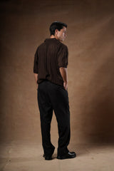 Ribbed Knitted Polo Boxy Fit.