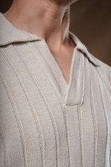 Ribbed Knitted Polo Boxy Fit.
