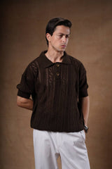 Cotton Blend Basic Knit T-Shirt.