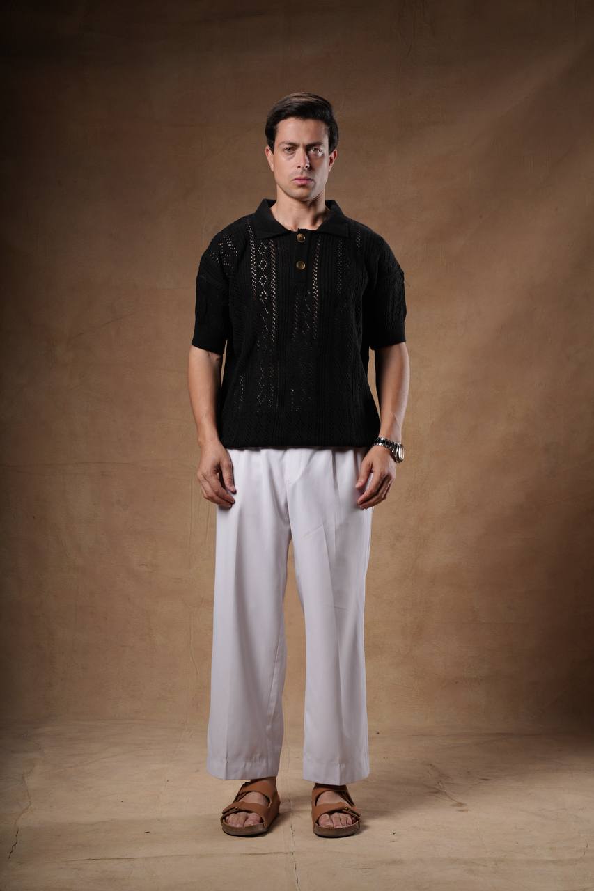 Cotton Blend Basic Knit T-Shirt.