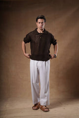 Cotton Blend Basic Knit T-Shirt.