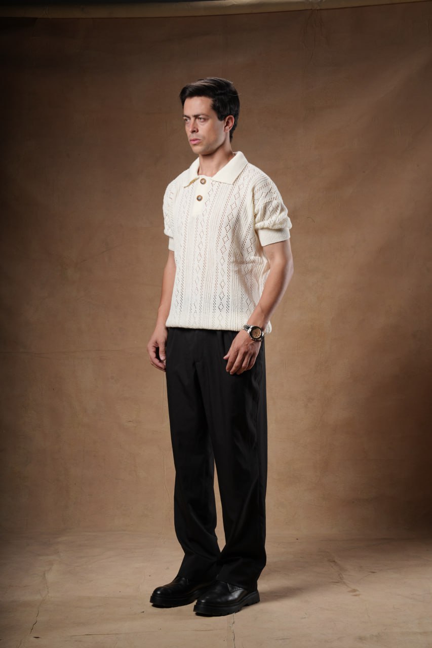 Cotton Blend Basic Knit T-Shirt.