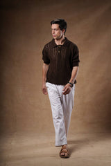 Cotton Blend Basic Knit T-Shirt.