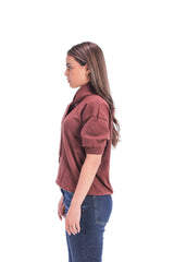 Scarf-Collar Short Sleeve Knit
