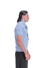 Scarf-Collar Short Sleeve Knit