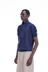Scarf-Collar Short Sleeve Knit
