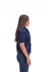 Scarf-Collar Short Sleeve Knit