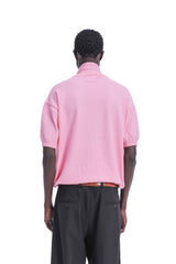Scarf-Collar Short Sleeve Knit