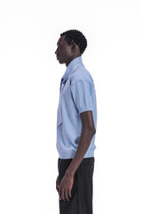 Scarf-Collar Short Sleeve Knit