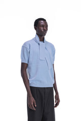 Scarf-Collar Short Sleeve Knit