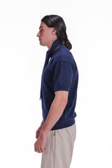 Scarf-Collar Short Sleeve Knit