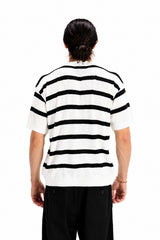 Striped Knit Henley Shirt