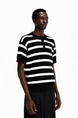 Striped Knit Henley Shirt